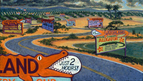 Gatorland (right canvas of triptych) Oil on canvas 18"x115"